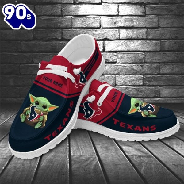 Houston Texans Baby Yoda Grogu NFL Canvas Loafer Shoes