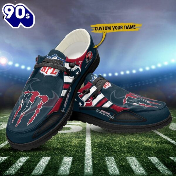Houston Texans Monster Custom Name NFL Canvas Loafer Shoes