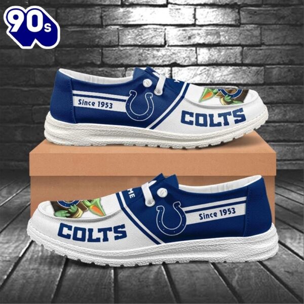 Indianapolis Colts Baby Yoda Grogu NFL Canvas Loafer Shoes