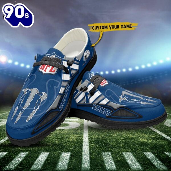 Indianapolis Colts Monster Custom Name NFL Canvas Loafer Shoes
