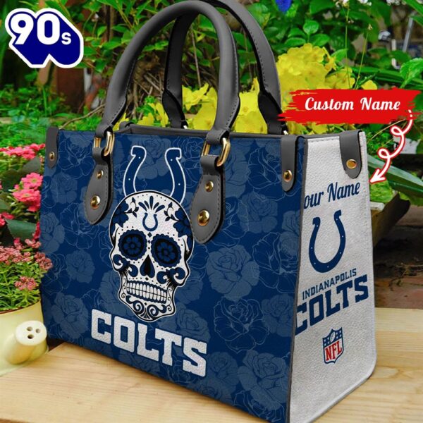 Indianapolis Colts NFL Team Sugar Skull Women Leather Hand Bag