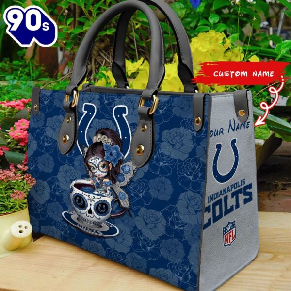 Indianapolis Colts Sugar Skull Girl Women Leather Hand Bag