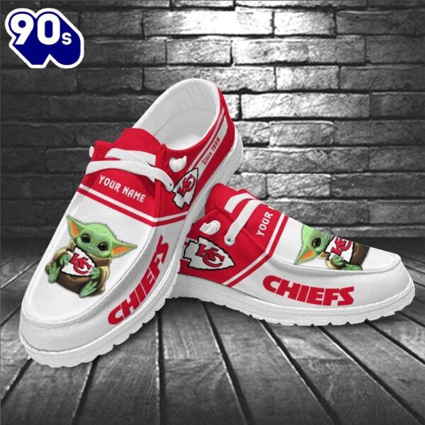 Kansas City Chiefs Baby Yoda Grogu NFL Canvas Loafer Shoes
