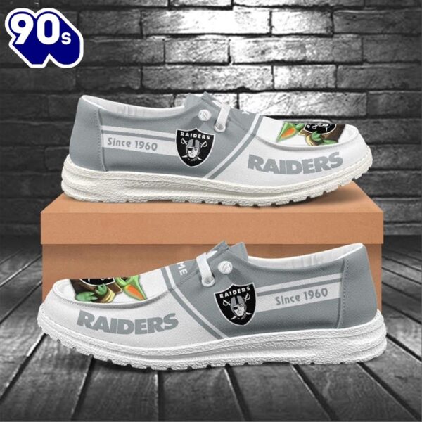 Las Vegas Raiders Baby Yoda Grogu NFL Canvas Loafer Shoes