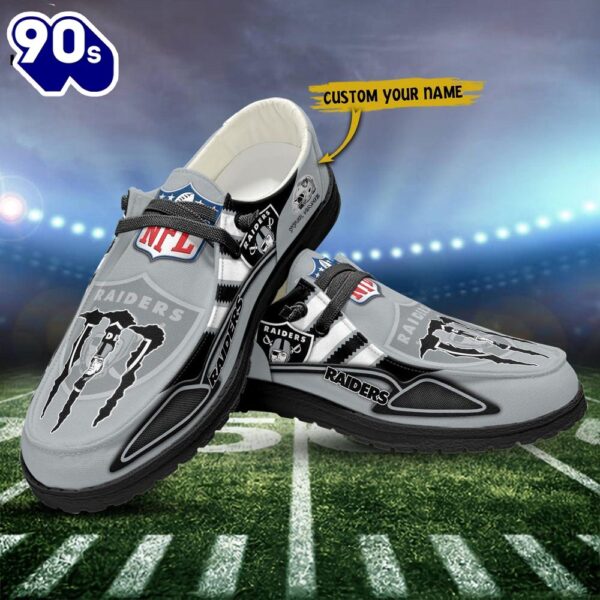 Las Vegas Raiders Monster Custom Name NFL Canvas Loafer Shoes