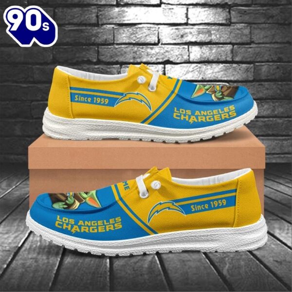 Los Angeles Chargers Baby Yoda Grogu NFL Canvas Loafer Shoes