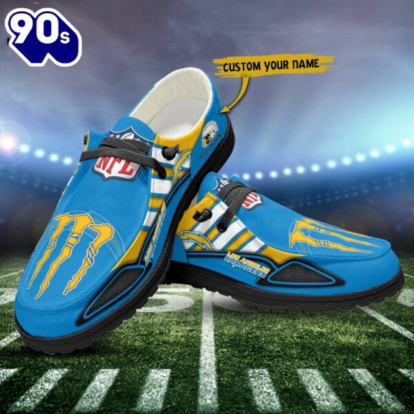 Los Angeles Chargers Monster Custom Name NFL Canvas Loafer Shoes