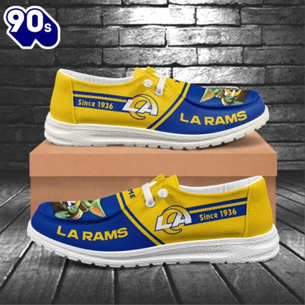 Los Angeles Rams Baby Yoda Grogu NFL Canvas Loafer Shoes