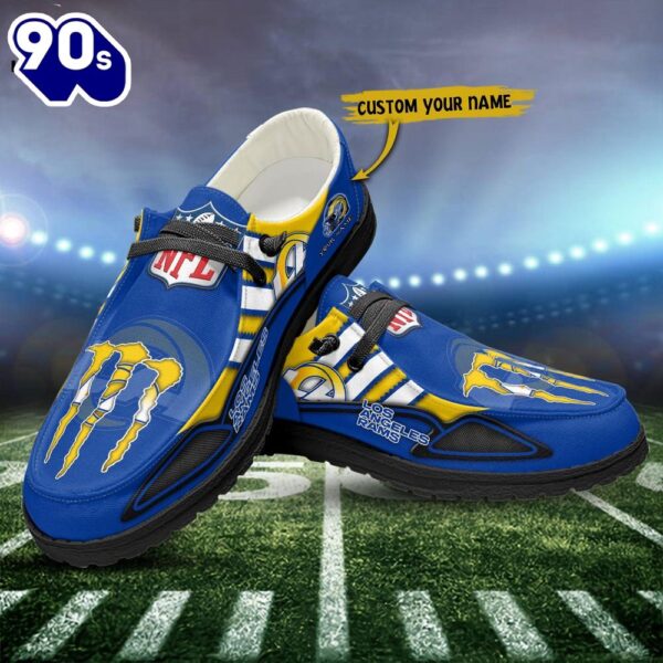 Los Angeles Rams Monster Custom Name NFL Canvas Loafer Shoes