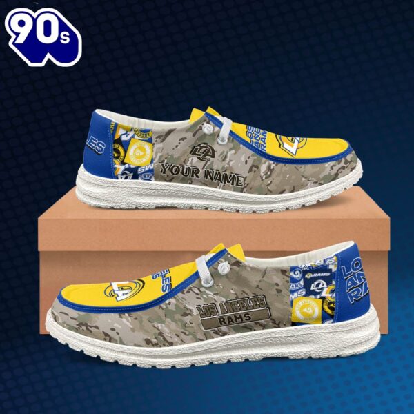 Los Angeles Rams-NFL Camo Personalized Canvas Loafer Shoes