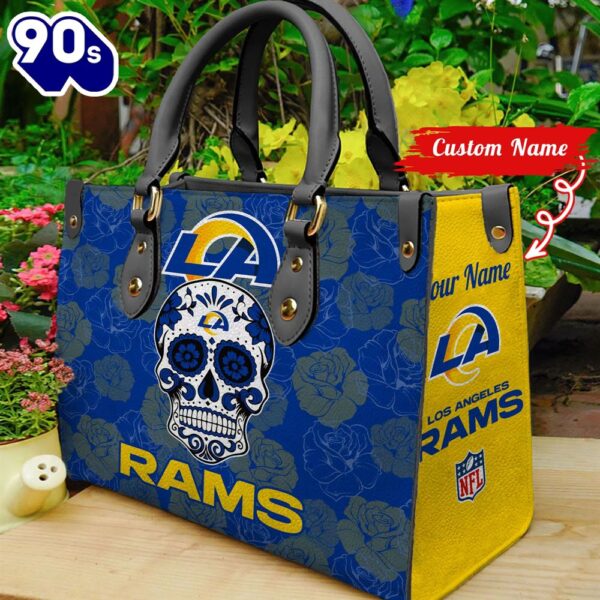 Los Angeles Rams NFL Team Sugar Skull Women Leather Hand Bag