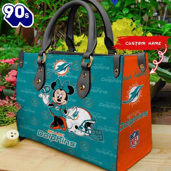 Miami Dolphins Minnie Women Leather Hand Bag