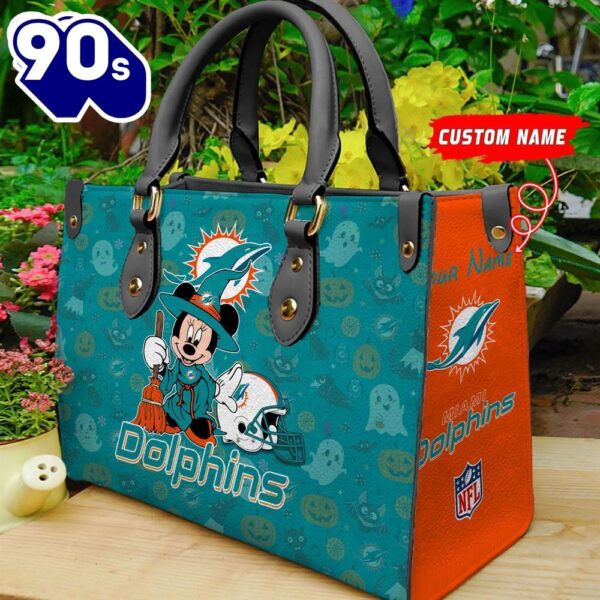 Miami Dolphins NFL Minnie Halloween Women Leather Hand Bag