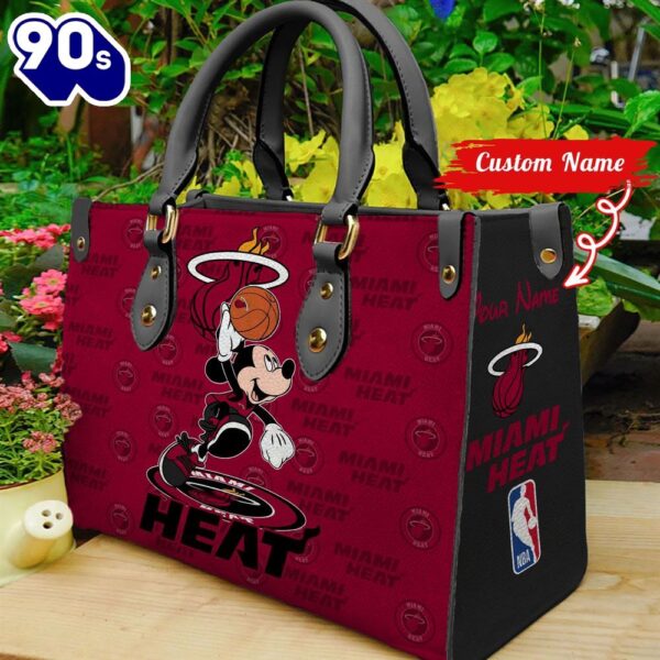 Miami Heat NBA Mickey Women Leather Hand Bag