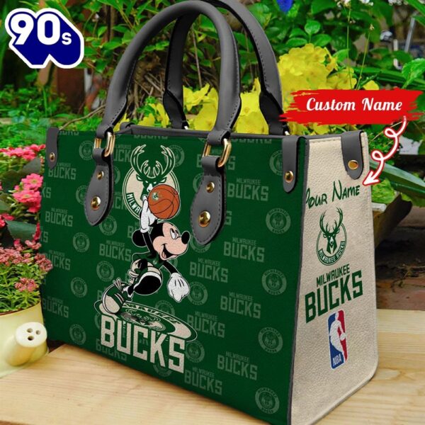 Milwaukee Bucks NBA Mickey Women Leather Hand Bag