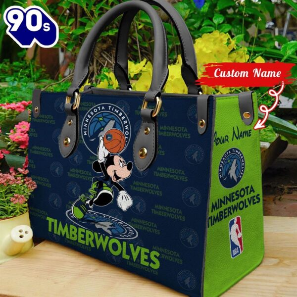 Minnesota Timberwolves NBA Mickey Women Leather Hand Bag