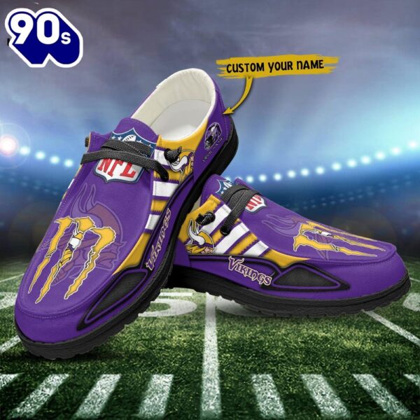 Minnesota Vikings Monster Custom Name NFL Canvas Loafer Shoes