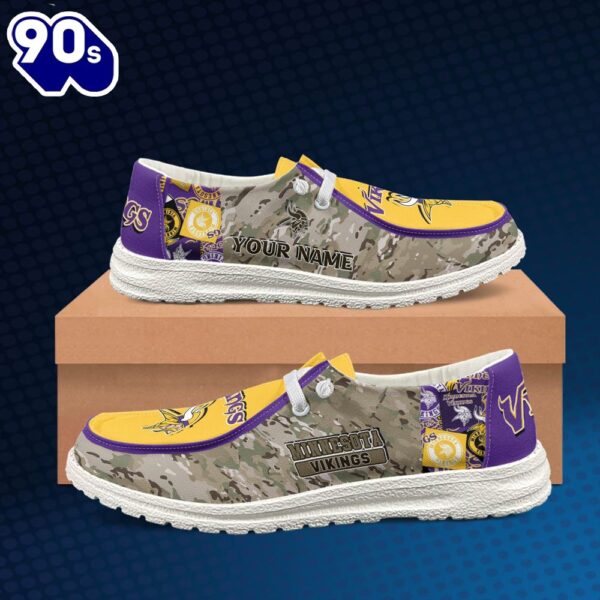 Minnesota Vikings-NFL Camo Personalized Canvas Loafer Shoes