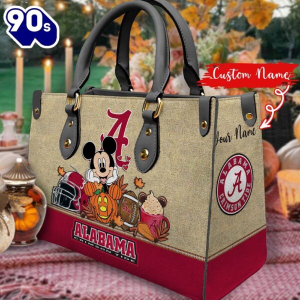 NCAA Alabama Crimson Tide Mickey Autumn Women Leather Hand Bag