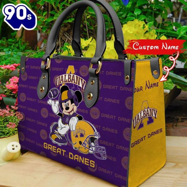 NCAA Albany Great Danes Mickey Women Leather Hand Bag