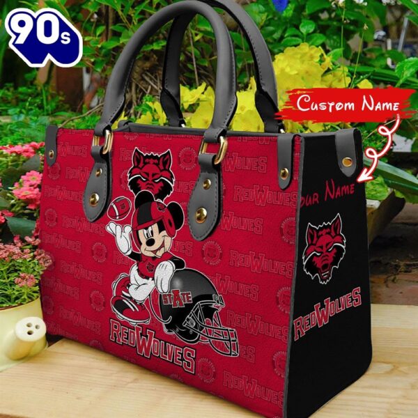 NCAA Arkansas State Red Wolves Mickey Women Leather Hand Bag