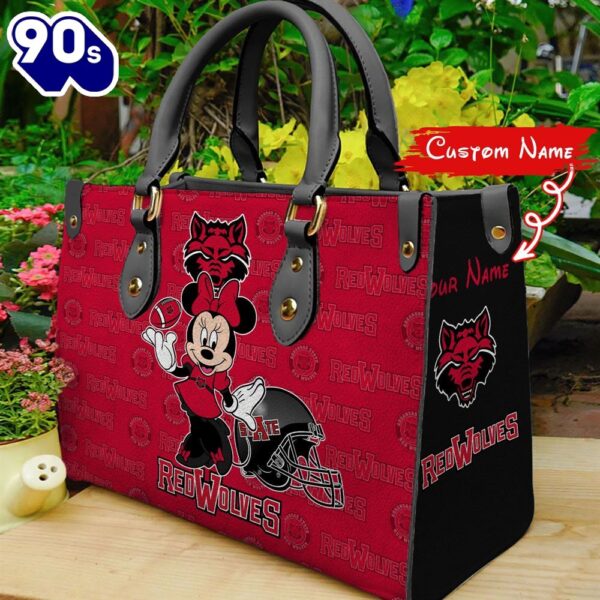 NCAA Arkansas State Red Wolves Minnie Women Leather Hand Bag