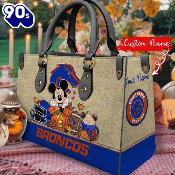 NCAA Boise State Broncos Mickey Autumn Women Leather Hand Bag