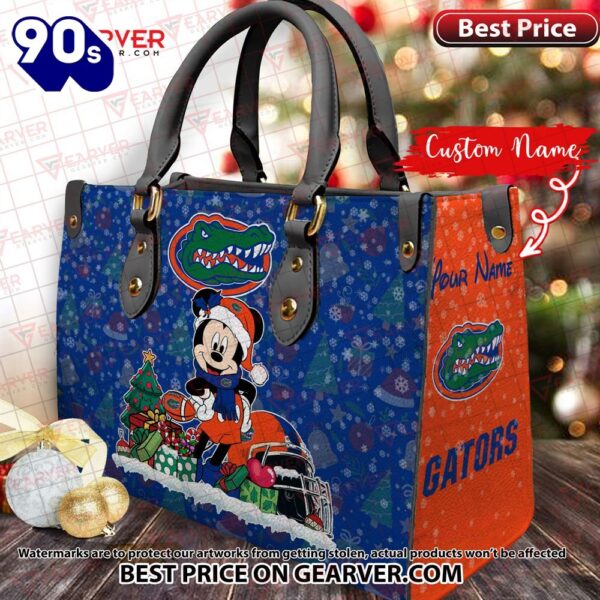 NCAA Florida Gators Mickey Christmas Women Leather Hand Bag