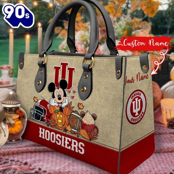 NCAA Indiana Hoosiers Mickey Autumn Women Leather Hand Bag