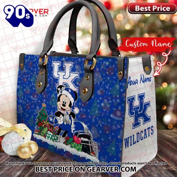 NCAA Kentucky Wildcats Mickey Christmas Women Leather Hand Bag