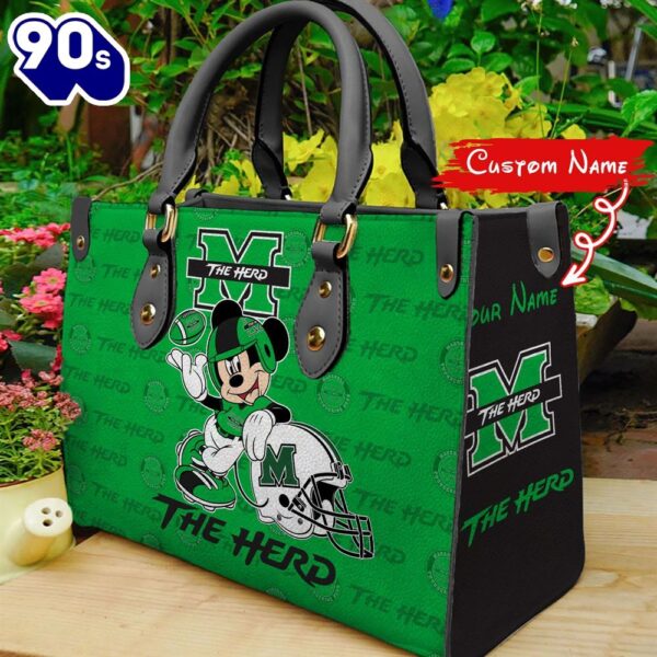 NCAA Marshall Thundering Herd Mickey Women Leather Hand Bag