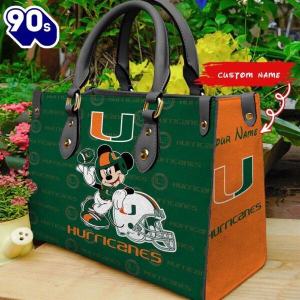 NCAA Miami Hurricanes Mickey Women Leather Hand Bag