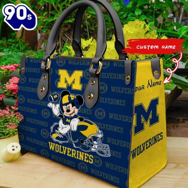 NCAA Michigan Wolverines Mickey Women Leather Hand Bag