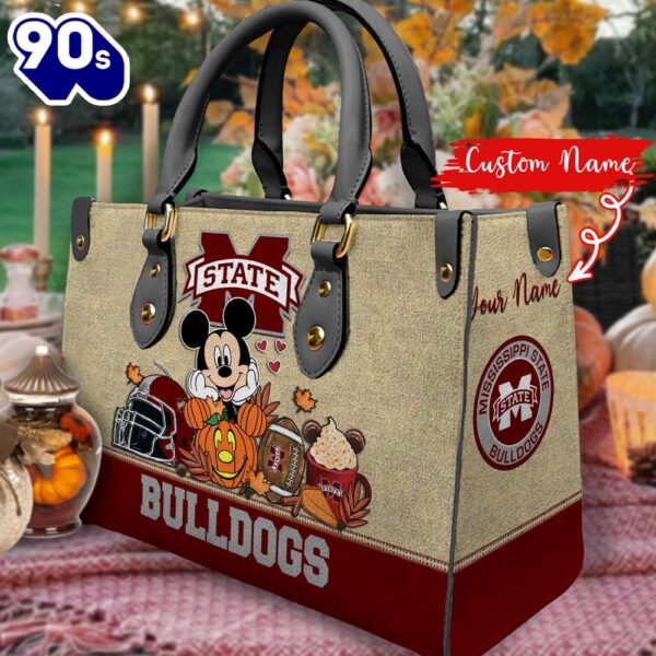 NCAA Mississippi State Bulldogs Mickey Autumn Women Leather Hand Bag