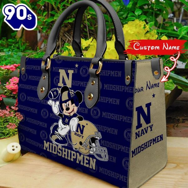 NCAA Navy Midshipmen Mickey Women Leather Hand Bag