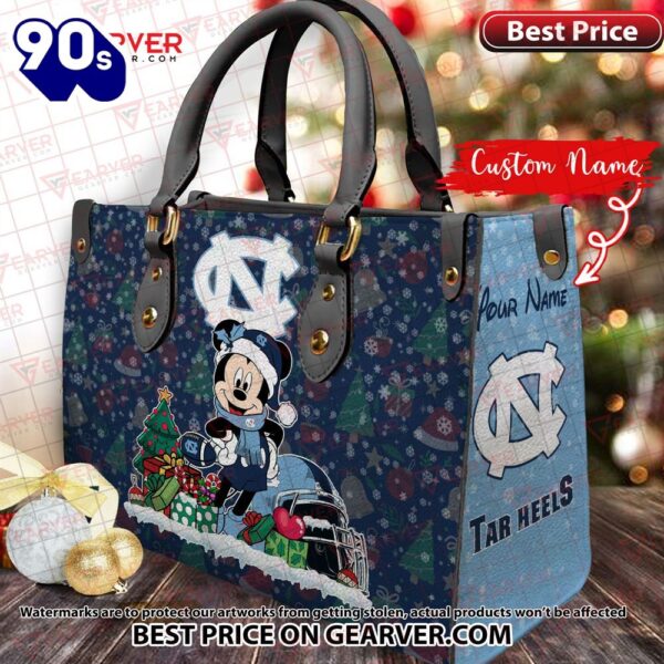 NCAA North Carolina Tar Heels Mickey Christmas Women Leather Hand Bag