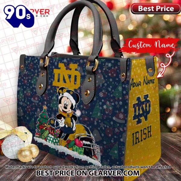 NCAA Notre Dame Fighting Irish Mickey Christmas Women Leather Hand Bag