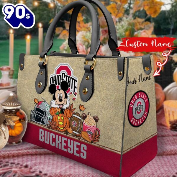 NCAA Ohio State Buckeyes Mickey Autumn Women Leather Hand Bag