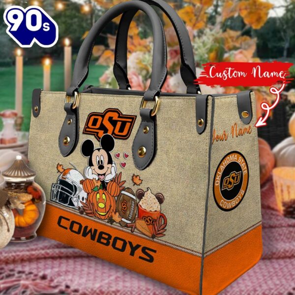 NCAA Oklahoma State Cowboys Mickey Autumn Women Leather Hand Bag