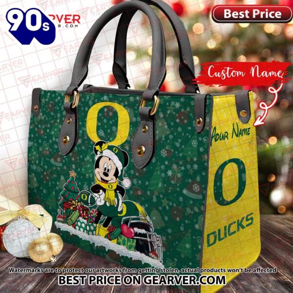 NCAA Oregon Ducks Mickey Christmas Women Leather Hand Bag