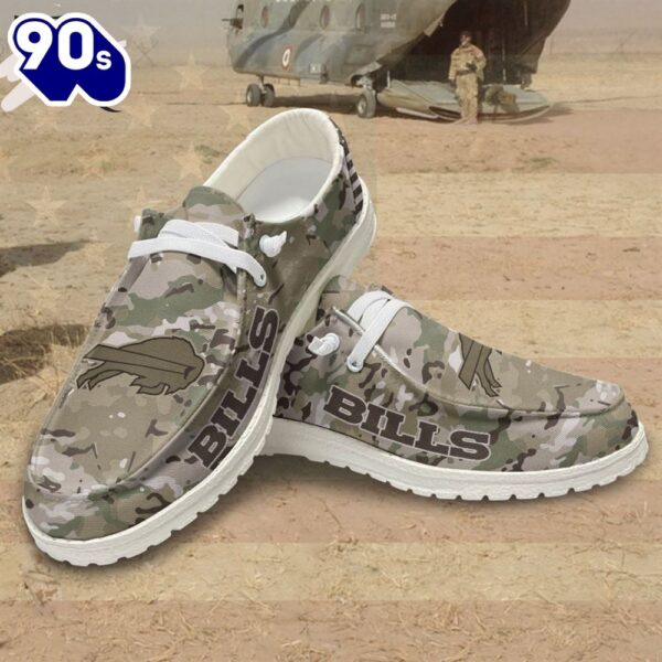 NFL Buffalo Bills Military Camouflage Canvas Loafer Shoes