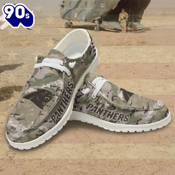 NFL Carolina Panthers Military Camouflage Canvas Loafer Shoes