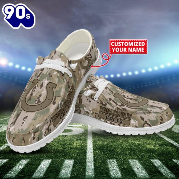 NFL Indianapolis Colts Canvas Loafer Shoes Custom Name Camo Style New Arrivals