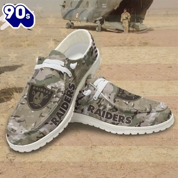 NFL Las Vegas Raiders Military Camouflage Canvas Loafer Shoes