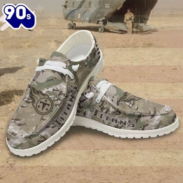 NFL Tennessee Titans Military Camouflage Canvas Loafer Shoes
