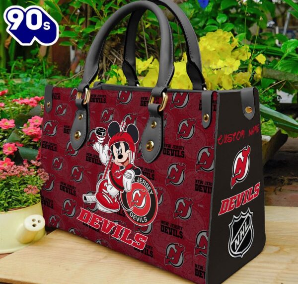 New Jersey Devils NHL Mickey Women Leather Hand Bag