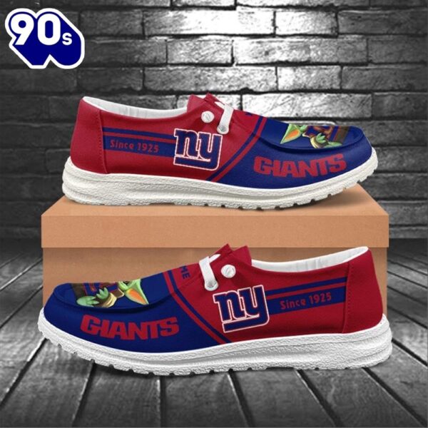 New York Giants Baby Yoda Grogu NFL Canvas Loafer Shoes
