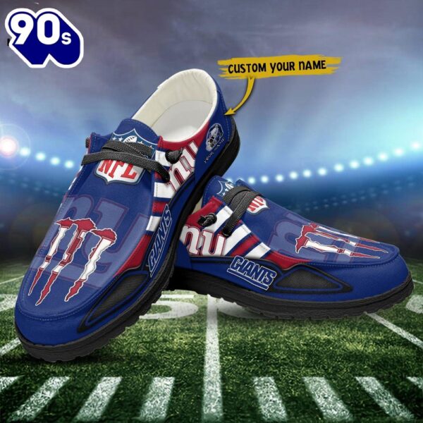 New York Giants Monster Custom Name NFL Canvas Loafer Shoes