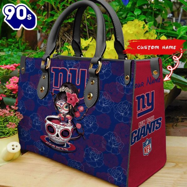 New York Giants Sugar Skull Girl Women Leather Hand Bag