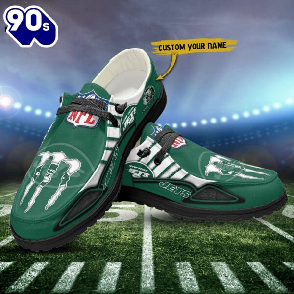 New York Jets Monster Custom Name NFL Canvas Loafer Shoes